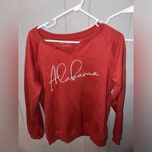 State of Mine Women's Mulberry & White Alabama Long Sleeve V-Neck Sweatshirt